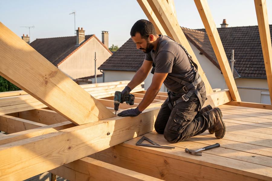 Extension et surélévation en bois — Charpentier