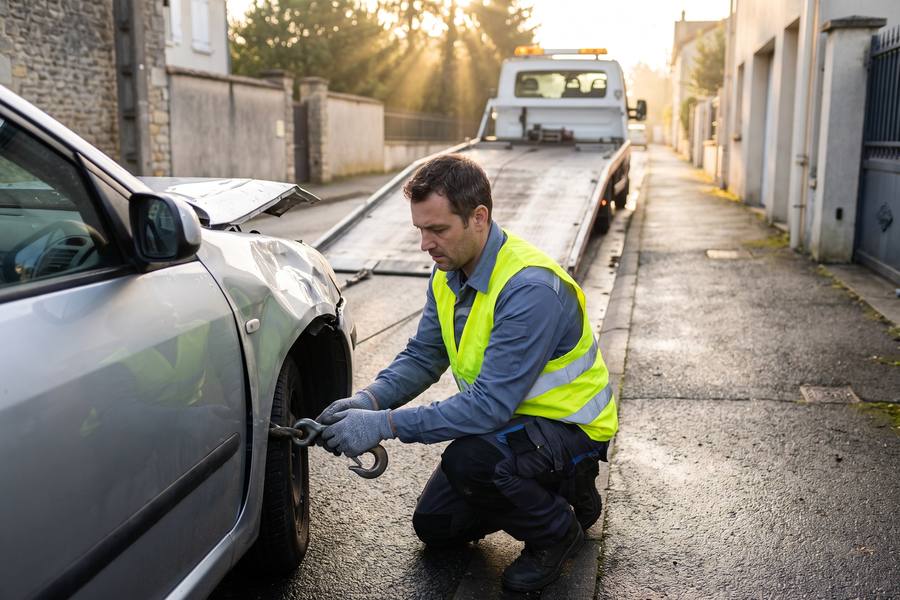 Enlèvement de véhicule accidenté — Épaviste