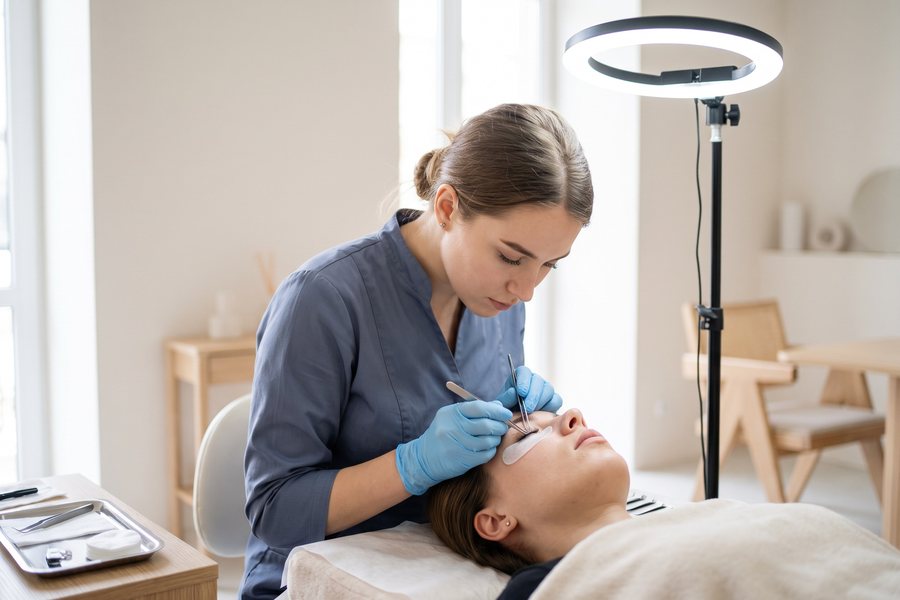 Dépose d'extensions — Technicienne en extension de cils