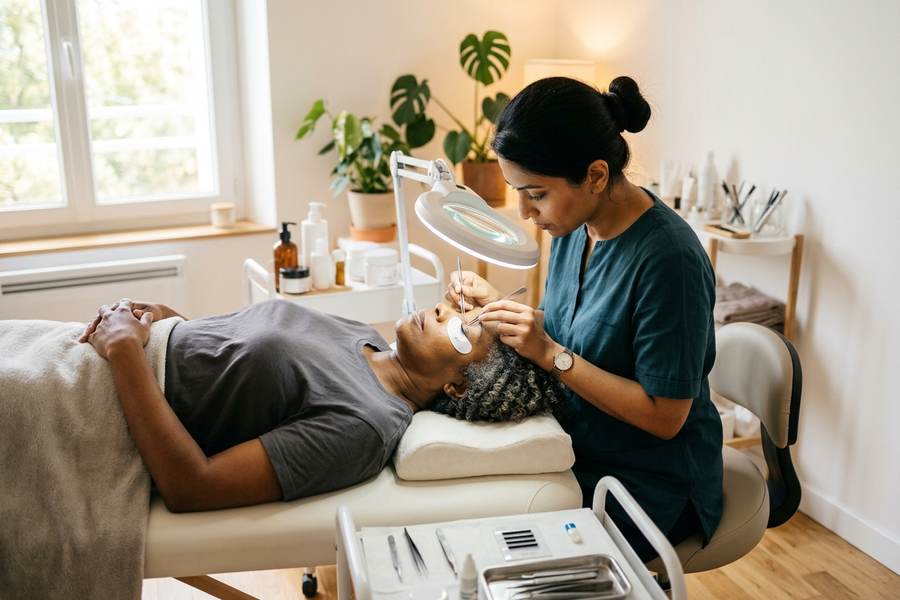 Technicienne en extension de cils
