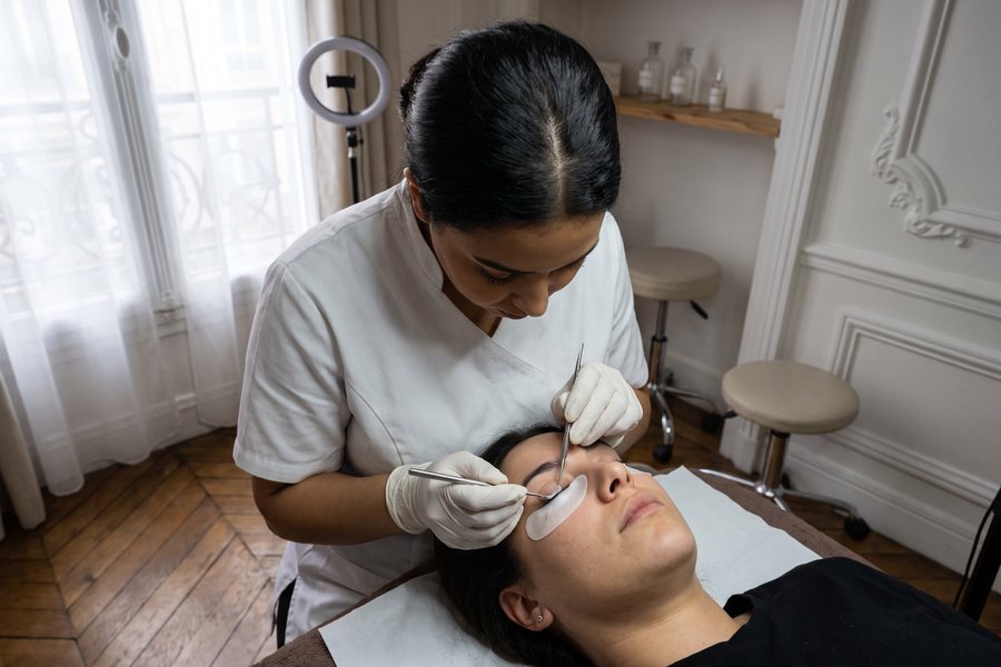 Rehaussement de cils — Technicienne en extension de cils