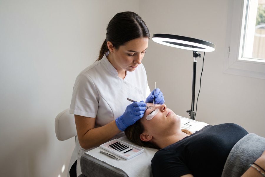 Remplissage extensions — Technicienne en extension de cils