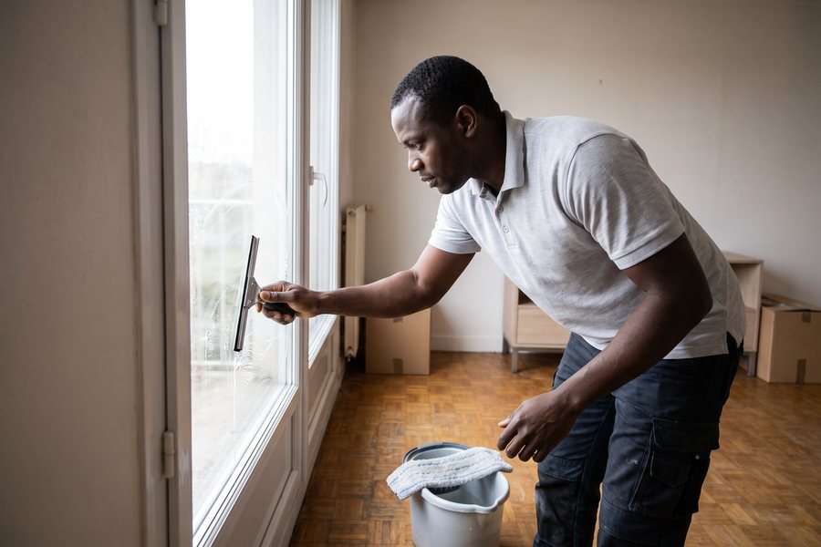 Nettoyage de vitres après travaux — Laveur de vitres