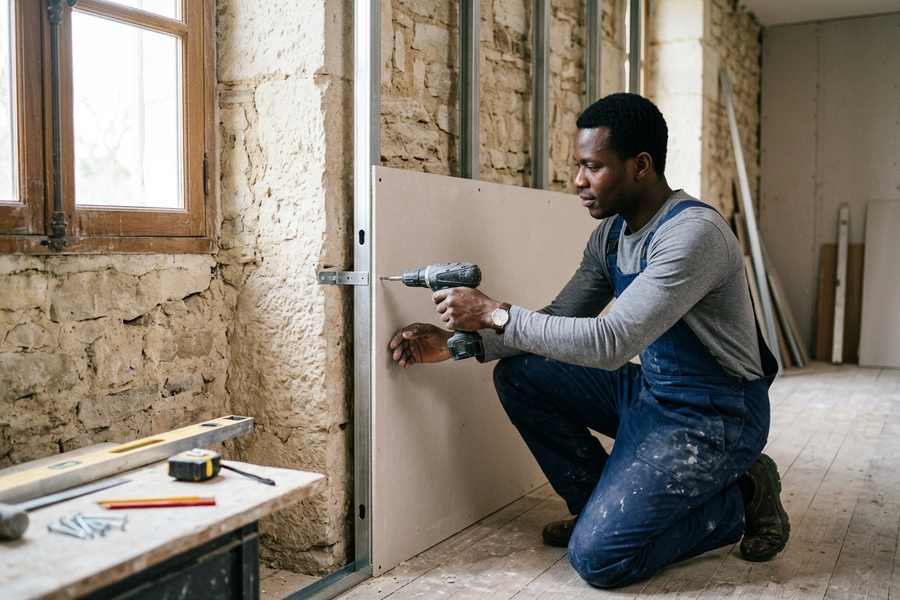 Doublage de murs en plaques de plâtre — Plaquiste