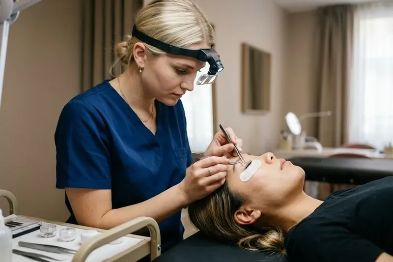 Pose cil à cil — Technicienne en extension de cils