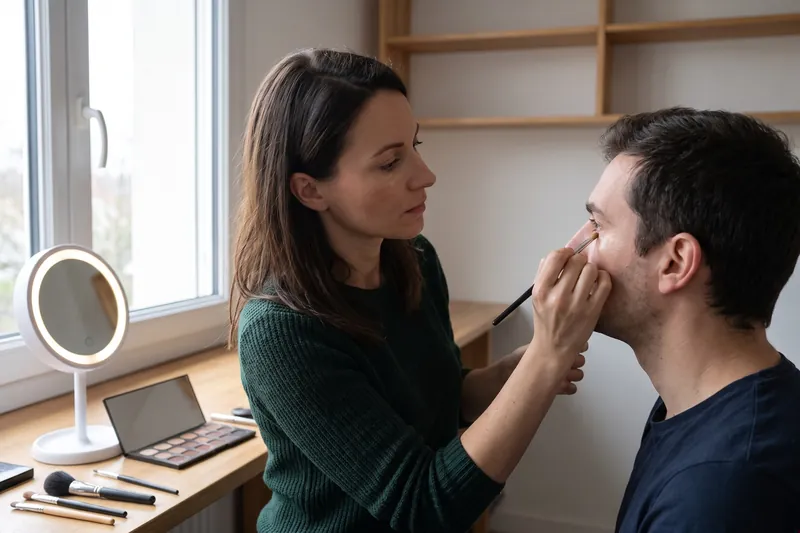 Maquillage pour homme — Maquilleuse professionnelle